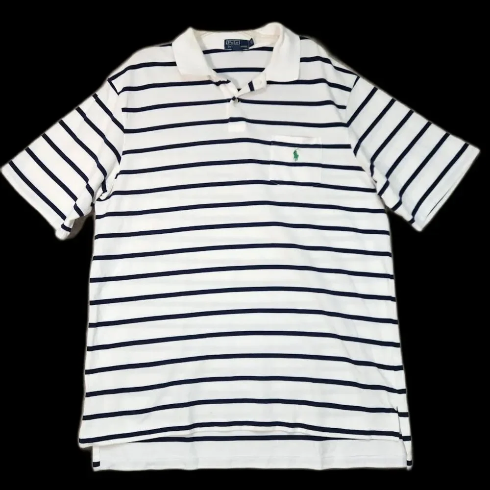 Ralph Lauren Men's Black & White Polo Shirt Size XL Tall